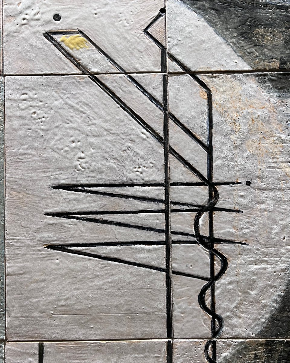 alisonlrees's tweet photo. Hello old friend: ‘Impressions of Telecommunications’.

A walk past Dorothy Annan’s 1960 mural — previously of the Fleet Building, Farringdon Street, now housed on the high walk of the Barbican Estate, London. https://t.co/aTIMCXW28K