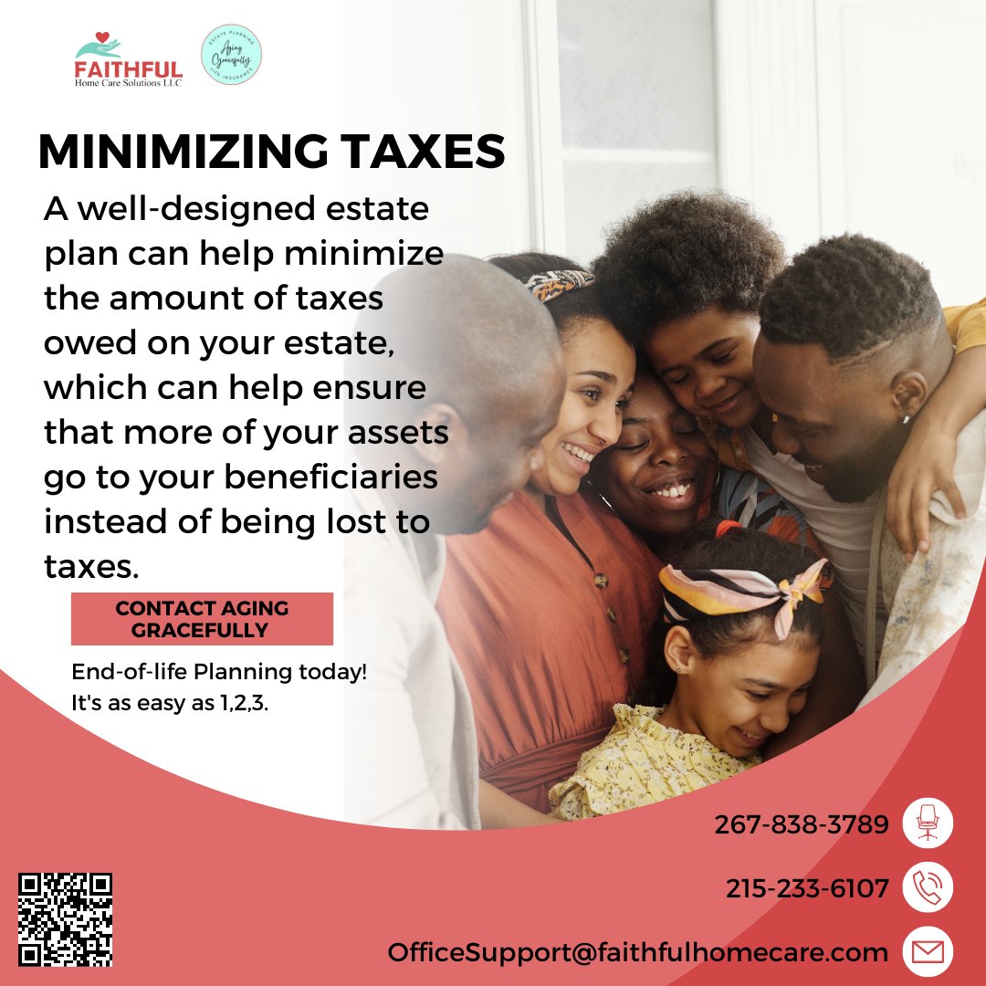 FHCS_HR's tweet image. Don&apos;t let taxes eat away at your hard-earned assets!

A solid #estateplan can help minimize taxes and ensure your loved ones receive the inheritance you intended.

#EstatePlanning #TaxMinimization #ProtectYourAssets