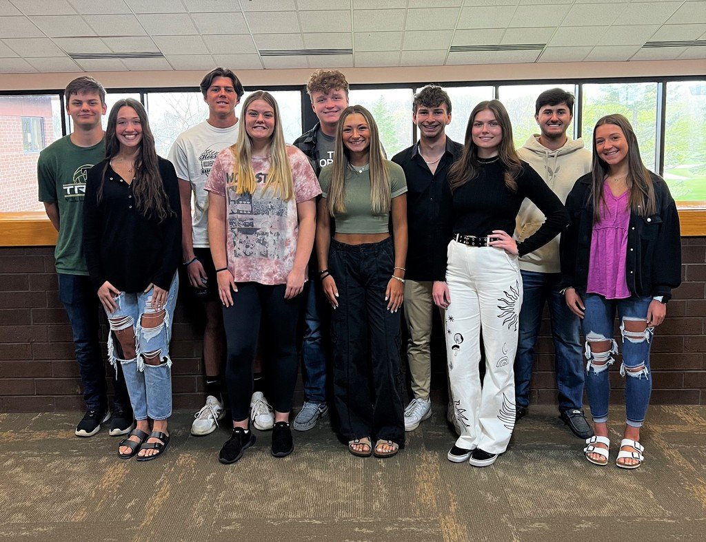 AHSNation's tweet photo. Angola High School Prom Court, 2023.  From Left to right:  Tyler Call, Avery Knox, Alec Bixler, Lindsey Call, Jake Land, Jaelynn Fee, Luca Carminati, Kameron Marple, Blake Miller, Madison Dailey  #shareourstory https://t.co/nwjMwnK1cY