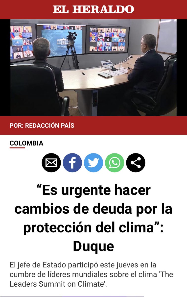 HassNassar's tweet photo. Es fenomenal que la agenda ambiental de Duque la mantenga ahora Petro en Washington. Duque se le adelantó 2 años con la idea de cambio de deuda por acción climática, la hizo en la cumbre de líderes mundiales sobre el clima 'The Leaders Summit on Climate', en 2021. Son datos. https://t.co/L10Tnncg1I