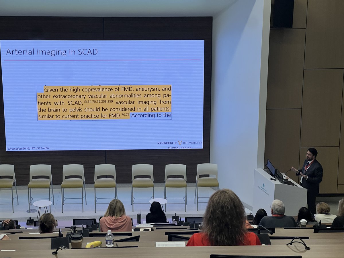 AtriumSHVI's tweet photo. @AaronAdayMD -cardiologist and vascular medicine specialist at @VUMC_Medicine speaking on #SCAD and Arteriopathies - looking at arterial imaging and genetic testing. #SCADheart #SCAD #SangerSCAD
@SCADalliance @EstherSHKimMD https://t.co/OEpuXAXARF