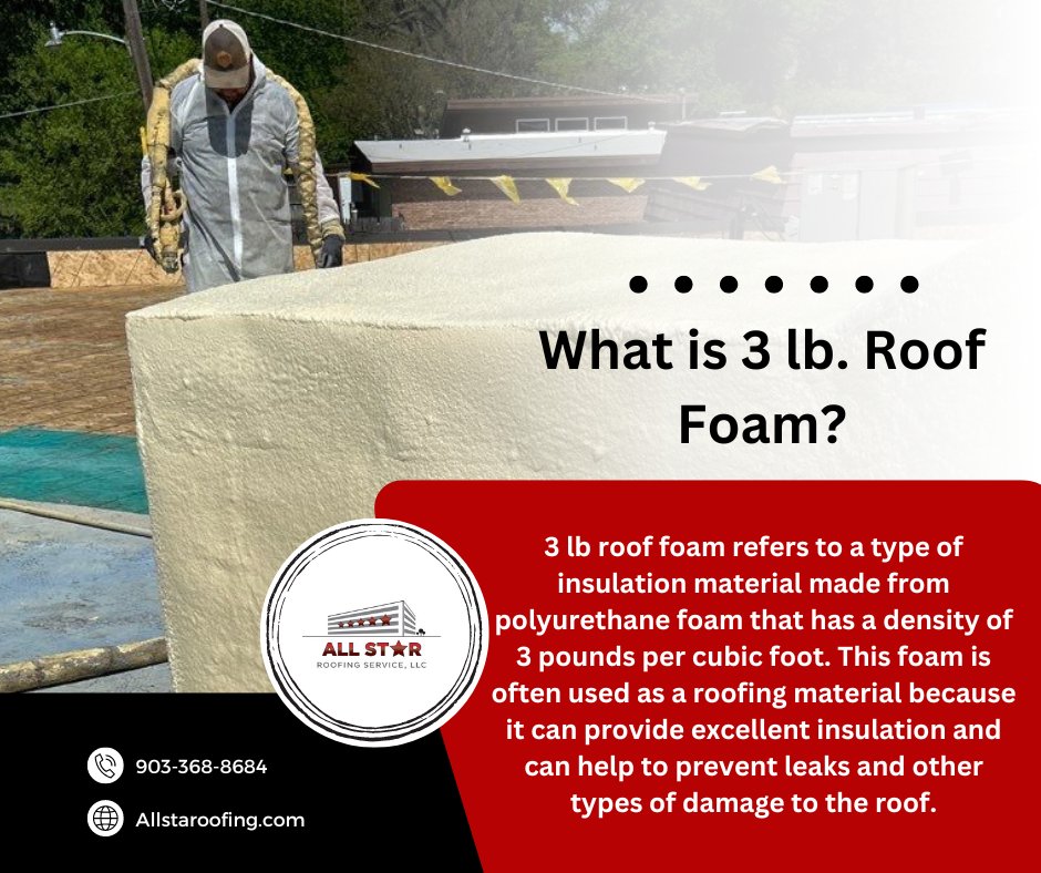 What is 3 lb. Roof Foam?

#allstaroofing #easttexas #roofing #commercialroofing #spf #sprayfoam #rooffoam #coolroofs #roofrestoration