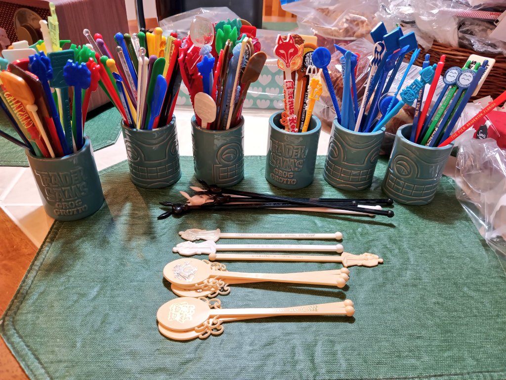 TheDisneyDrunk's tweet photo. Organizing them by hotels, restaurants, airlines, cruise lines and resorts. But surprisingly for the first time I have a small pile of wedding swizzle sticks! 💕 This is a tradition that needs to be brought back! #swizzleSticks 🍸 #Bar https://t.co/YhZtciXOrO