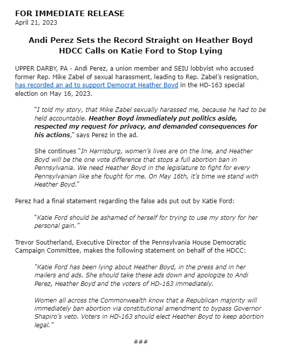 PAHDCC's tweet photo. “Katie Ford should be ashamed of herself for trying to use my story for her personal gain.” - @AndiPerez 

You can see the ad here:  https://t.co/EeVGqlXGOR https://t.co/sKKTWDpyeI