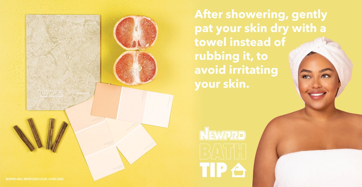 NEWPROHome's tweet photo. Your health matters to NEWPRO! 🛀🧼💚
Here is a quick tip for a better bath experience this Friday.
#newpro #bathsolutions #homeremodeling #tips #bathtips #friday #showerdesign https://t.co/7xUEJfelHa
