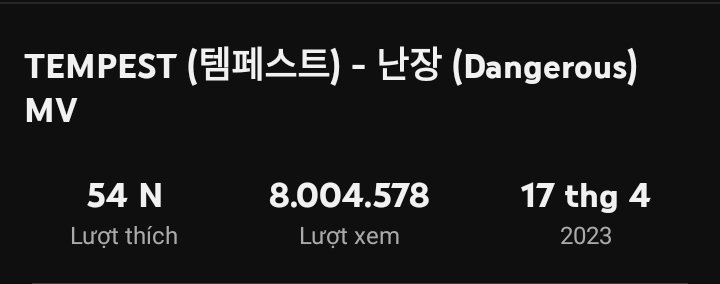 iEStreamingTeam's tweet photo. 🎉Chúc mừng Dangerous đạt 8 triệu views !

#TEMPEST #TPST #템페스트 https://t.co/yVuE27gRrQ