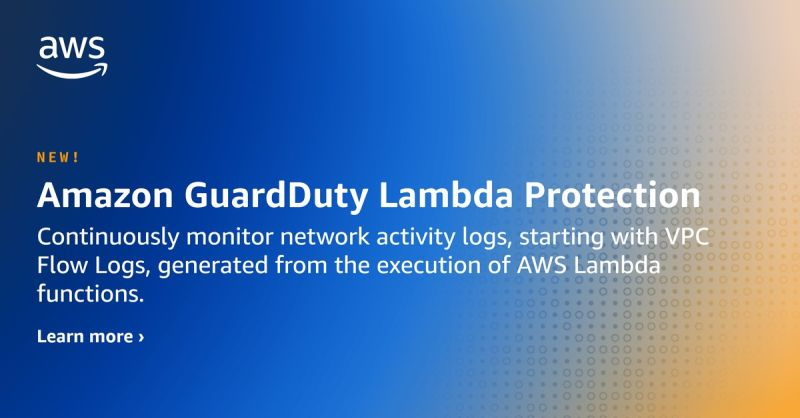 9193benjaminb's tweet image. Now, Lambda users can continuously monitor network activity logs, starting with VPC Flow Logs, generated from the execution of Lambda functions to detect threats
#AWS #AWSBlog #Serverless #Cloud #CloudComputing #AmazonWebServices #lambda
go.aws/3LlnWMm