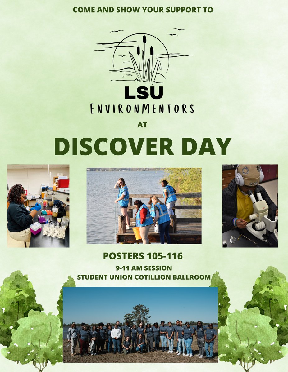 Join us this morning from 9-11 am at the LSU student Union! Our students are presenting their 13 research projects! We are beyond proud of what they have accomplished this year. @LSUDiscover