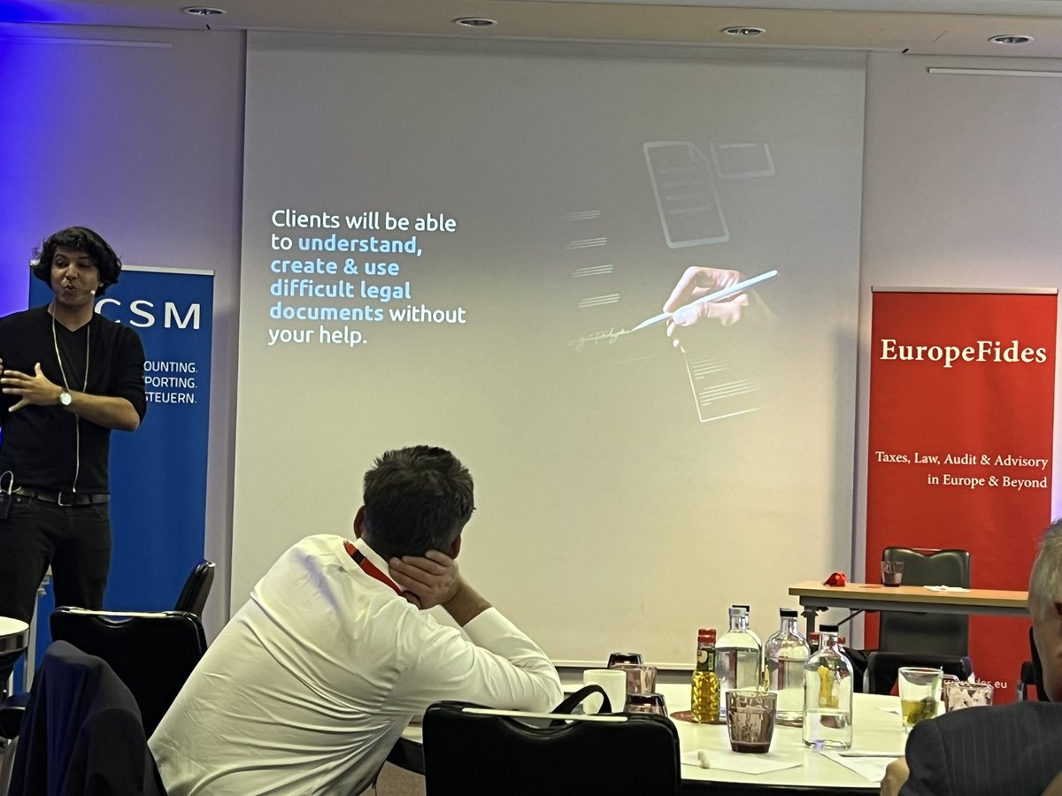 Smarsh59's tweet photo. @WSMPartners @EuropeFides - this slide had an immediate impact on all the lawyers, tax advisers and accountants in the room - #AI is about to change everything! https://t.co/oezIvgYF8O