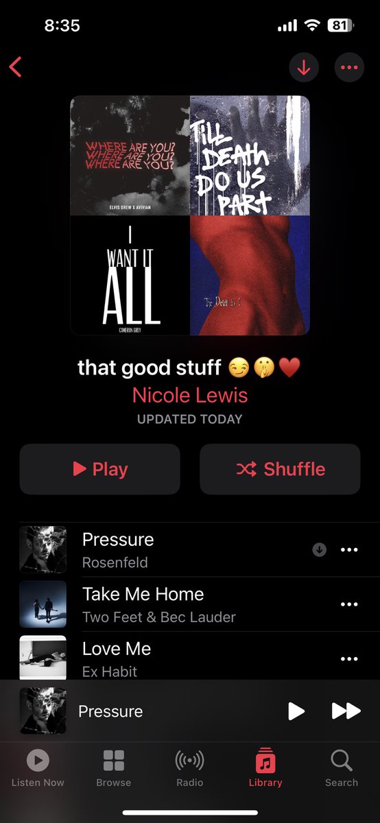 PartTymePsycho's tweet photo. @rosenfeldmusic Pretty sure you cover 40% of this playlist. ♥️ not sure how I discovered you but so glad I did cause damn. https://t.co/sDvEVWAh50