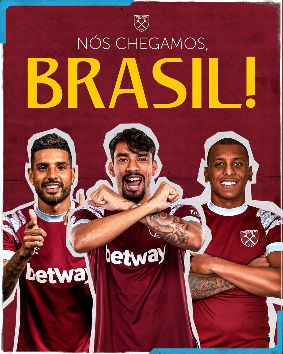 WestHam_PT's tweet photo. Chegamos, Brasil! 🔥

O West Ham tem uma conta exclusiva em português! 😍

Segue a gente e avisa pra geral! ⚒️