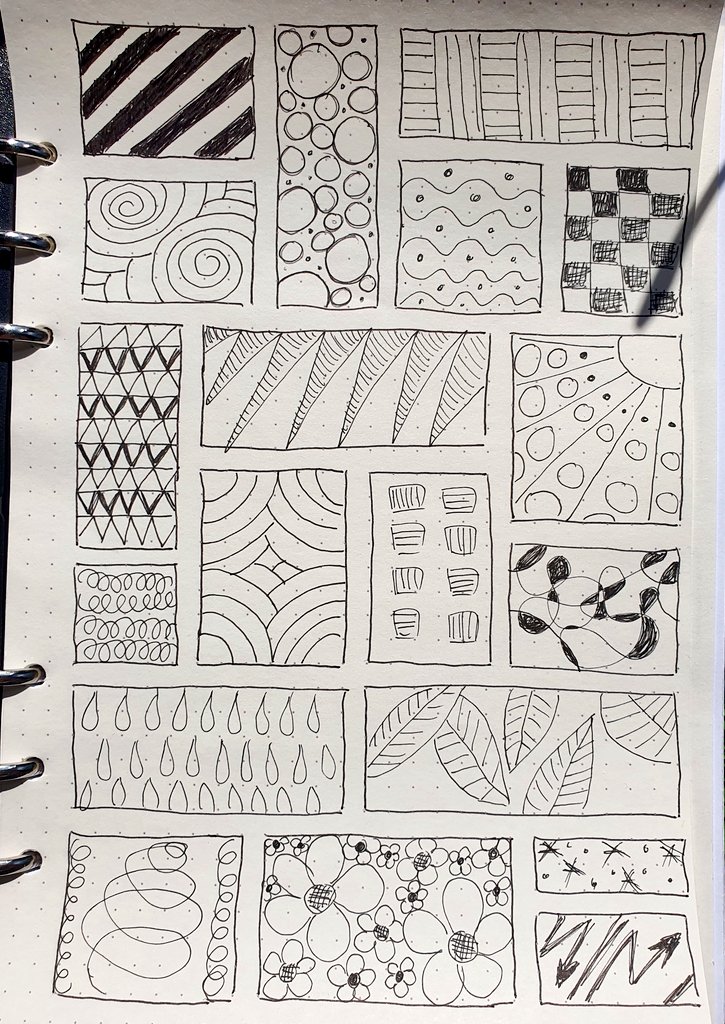 Used the Coffee break in the sun to try out #doodleish
My first ever 😅

It feels difficult at first to fill out a whole page,  but at some point it flows. I'll definitely do that more often

#kleineKunstklasse