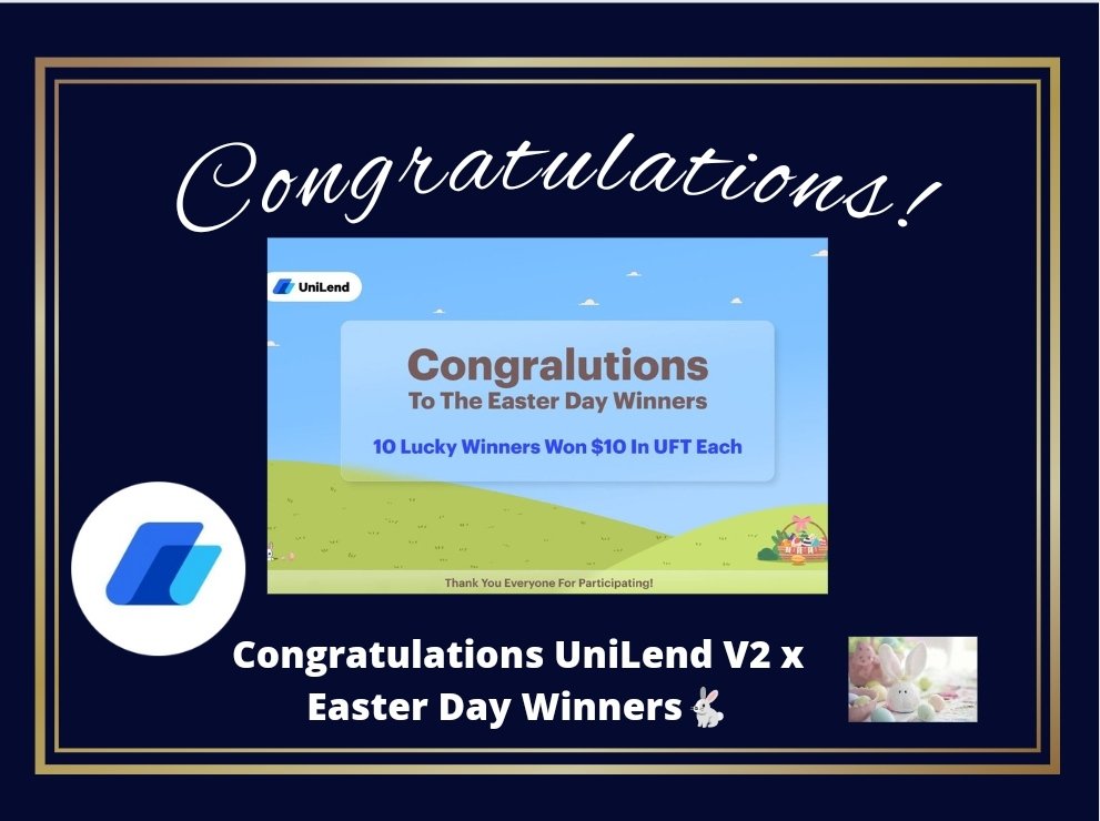 RvCh02568990's tweet photo. Congratulations UniLend V2 x Easter Day Winners🐇🎉👏
TheMoodGuy
AlfredoStefan11
punay_uy
GodwinIyamba
yopan11r
cryptobost
MmenimUdo
Riskiyoland
dextradeer80859
bedjop7

🫶
$UFT #EasterWinner #Crypto #UnilendV2 #1000xgem https://t.co/Tsedrek74j