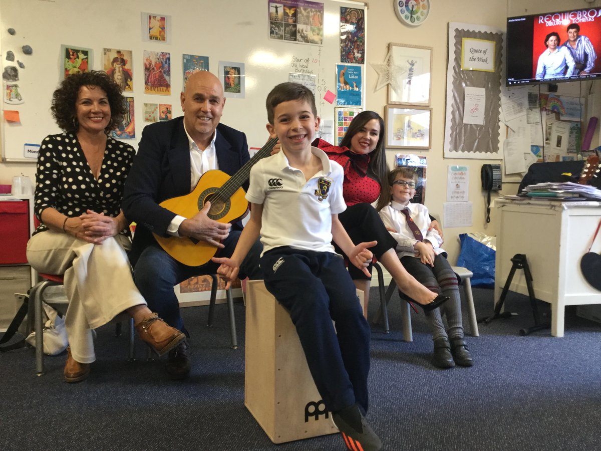 stmarys_prep's tweet photo. Year 2 are currently learning all about 'Ferias and Fiestas' in their Theme lessons. We were delighted to welcome a pupil's family from Seville to showcase authentic music and dance from 'La Feria de Abril' (The Seville April Fair). The children had a wonderful time! 💃🎶🕺 https://t.co/9R7yqlReBo
