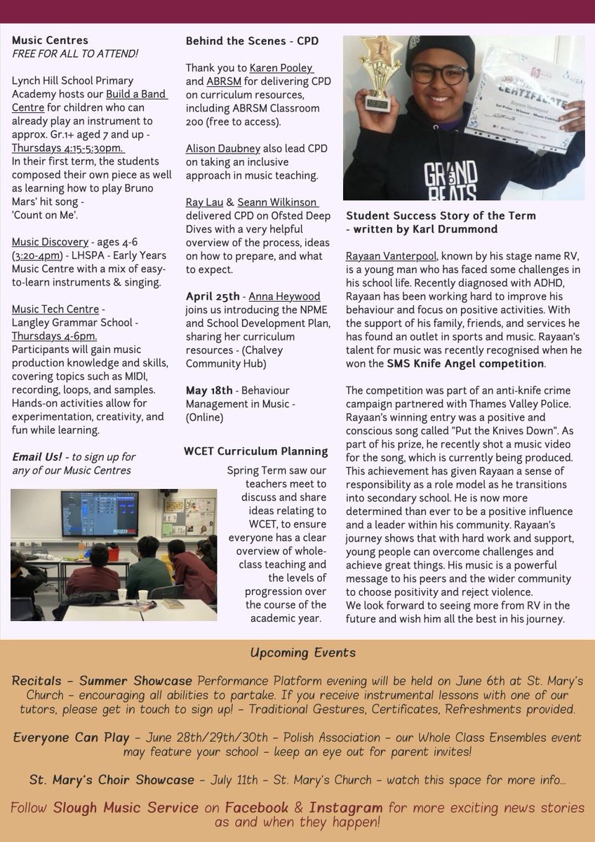 Slough Music Service - Spring News is out! Read all about what we've been up to so far in 2023! 🤩🎶
#slough #youth #orchestra #instrumentallessons #livemusic #berkshire #antiknife #curriculummusic