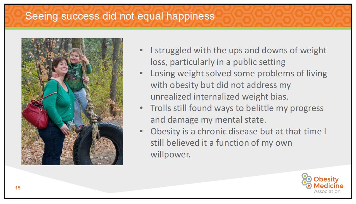 PsychoDietitian's tweet photo. This is a critical point for #healthcareproviders to understand! @Lutherliz shares her struggle with #internalized #weightbias even when she was having what we generally categorize as "success". So many reasons to keep focus on #HealthOverWeight #OMA2023 @OMAsocial https://t.co/mQwWiAImDh