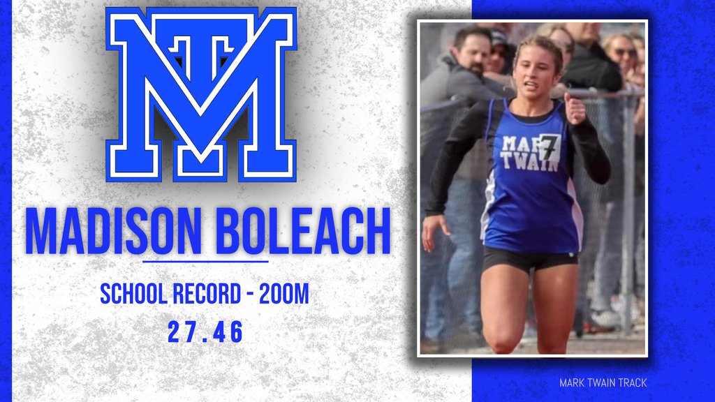 MarkTwainTigers's tweet image. Congrats to Madison Boleach for breaking the school record in the 200M!!!

New Record - 27.46