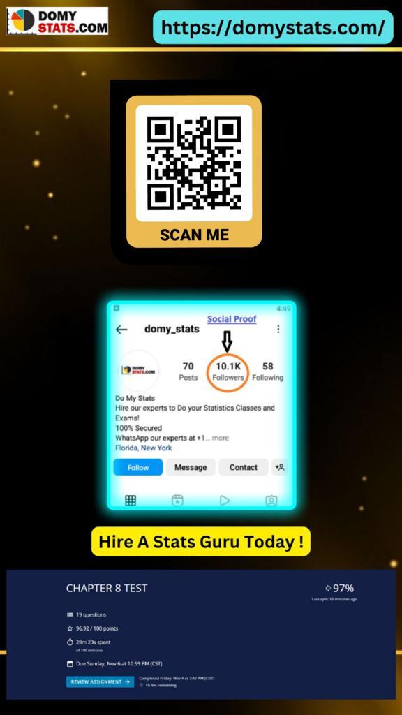 statisticsprohw's tweet photo. @aeychelle "If you are opted for a online stats class , we can help ! Our experts can help you get the A+ you deserve ! Scan the link below and hire them today 👇 #ExpertAssistance #Statshelp " https://t.co/9YxA4EgSGC