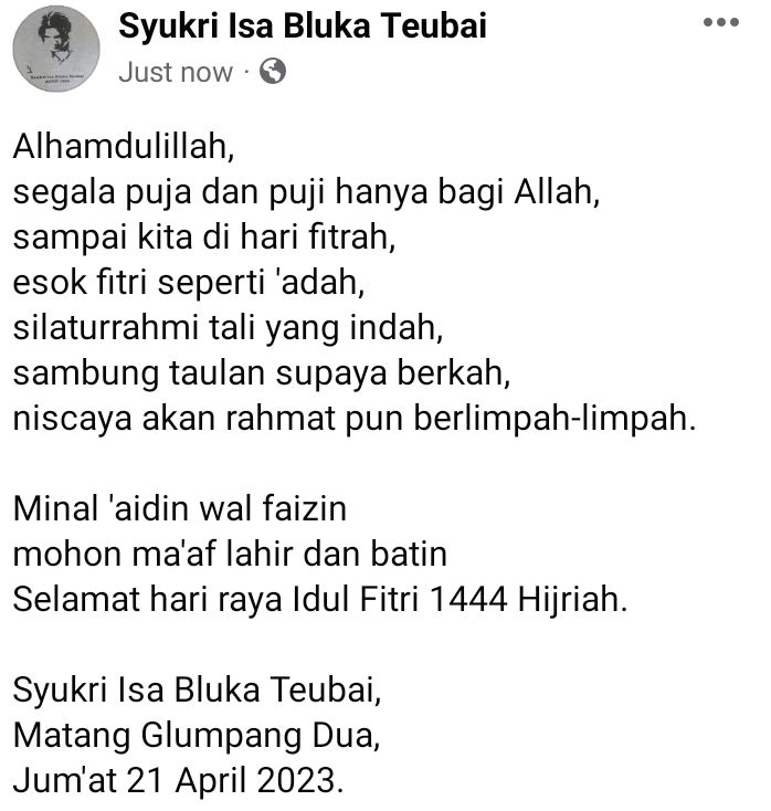 SIsaBT1's tweet photo. Saleum uro raya 1 Syawal 1444 H. https://t.co/cVNiETq6zK