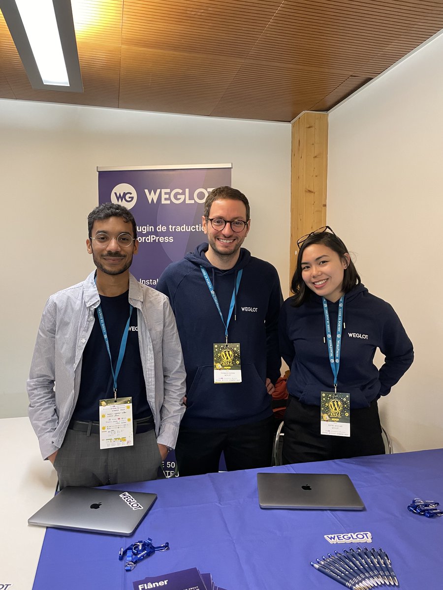 weglot's tweet photo. We’re at @WordCampParis today, and the crowd so far has been 🔥. Huge thanks to WordPress community members for making it happen. 🥳 
Come say hello to the team &amp; learn more about just how easy it is to translate your WordPress website with the Weglot plugin! #wordpress #wcparis https://t.co/Jy1USXl36i