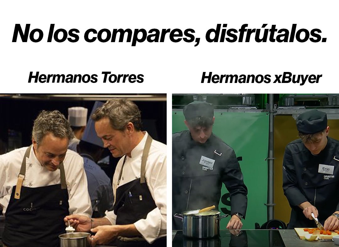 KH7oficial's tweet photo. ¡No los compares, disfrútalos! 😎 #kh7 #DisasterChefs #DisasterChefs1 #DisasterChefsKH7 #DisasterChef @1996Javi @ericruiiz @HermanosTorres https://t.co/fkfvXCdJw8
