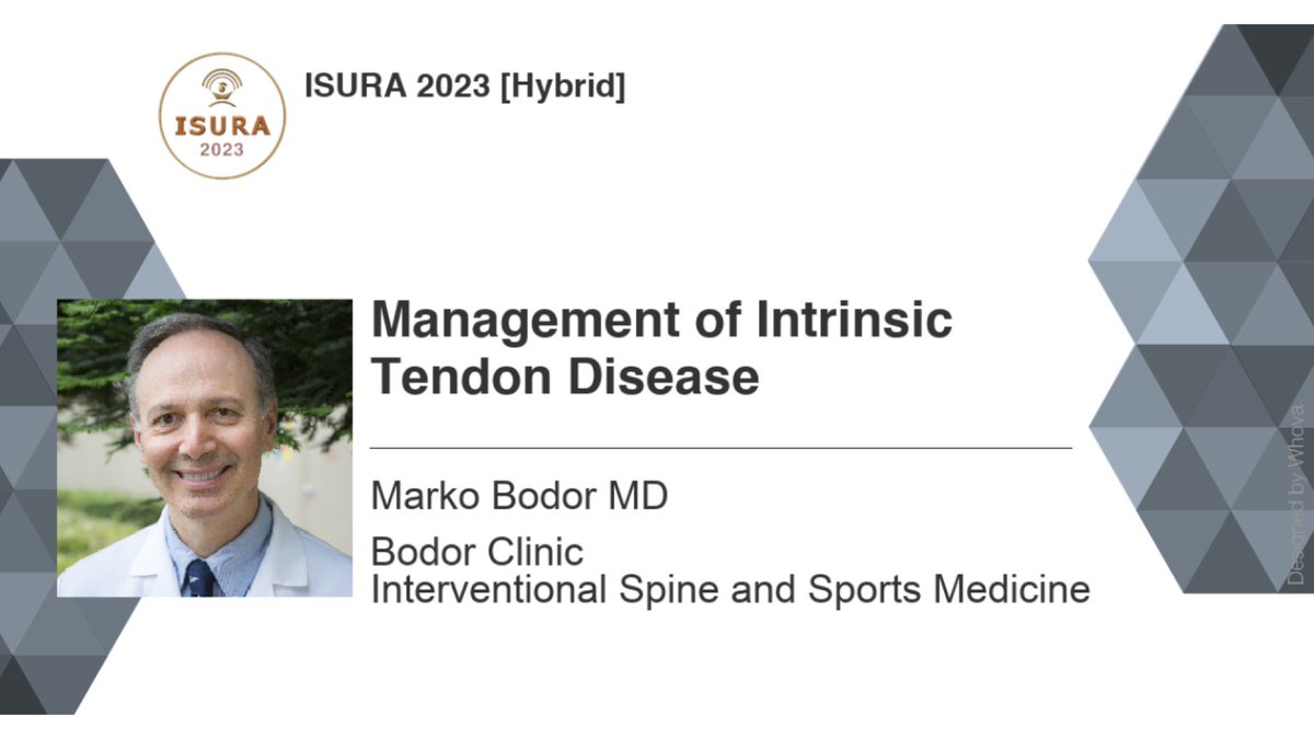 Don't miss Dr. Marko Bodor's lecture on Management of Intrinsic Tendon Disease at #ISURA2023 on June 2! Learn the latest strategies and techniques to treat tendon injuries and enhance patient outcomes. Register now bit.ly/3SLm2qa
#anesthesia #CME #sportsmedicine #Toronto