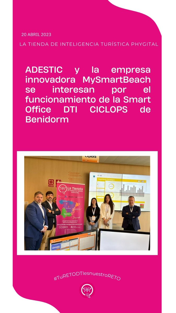 InteligenciaTur's tweet photo. 💡 ADESTIC y la empresa innovadora MySmartBeach se interesan por el funcionamiento de la Smart Office DTI CICLOPS de Benidorm #DT2023 @AMETIC_es 
Sigue hilo ⬇️ https://t.co/3bvmnNhMFb