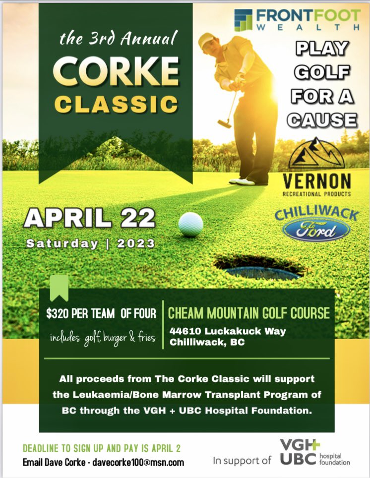 Dave corke (@corke_dave) on Twitter photo Huge day tomorrow <a href="/golfcheammtn/">Cheam Mountain</a> with the 2023 Corke Classic. 47 teams (188 players) will hit the links to raise money for <a href="/VGHFdn/">VGH & UBC Hospital Foundation</a> #cheammountain #vgh #fucancer Huge day tomorrow <a href="/golfcheammtn/">Cheam Mountain</a> with the 2023 Corke Classic. 47 teams (188 players) will hit the links to raise money for <a href="/VGHFdn/">VGH & UBC Hospital Foundation</a> #cheammountain #vgh #fucancer