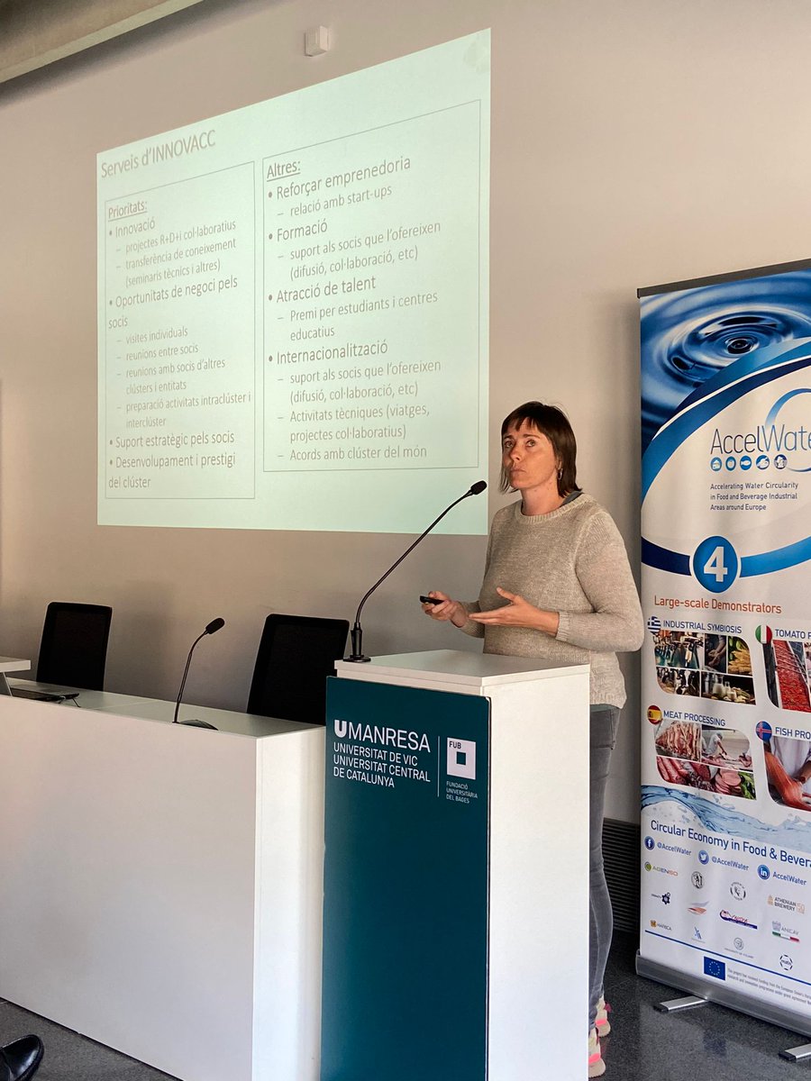 innovacc_cat's tweet photo. Mariona Pratdesaba directora de projectes d'INNOVACC durant la seva presentació sobre la reutilització d'aigües en el sector carni a la jornada d'avui divendres sobre circularitat dels recursos a la indústria càrnia realitzada a @UManresa
@BETA_TechCenter #MAFRICA @AccelWater https://t.co/NXL3Iiquv5