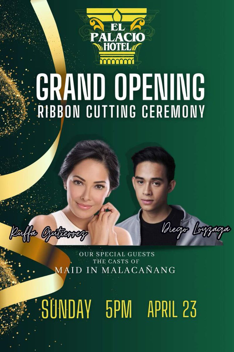 jamesxbryan's tweet photo. Catch @loyzagadiegs , @iloveruffag this 27th April , 5PM at the Grand Opening of El Palacio Hotel. 
#DiegoLoyzaga https://t.co/bRW2bnyEeA