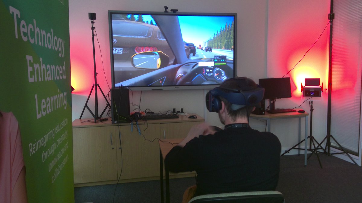 Our @ColegyCymoedd  Wellbeing Officers requested support with Driving Simulation for learners to safeguard wellbeing. Our Digital TEL Technicians have responded...👇... 💪

Here is our Head of #TEL <a href="/RichardFullylo1/">Richard Fullylove</a> giving our mock-up a spin using Stop It! Driving Simulator 🚗🛞🚦