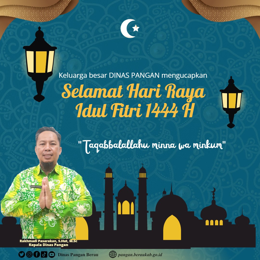 DisPanganBerau's tweet photo. Keluarga Besar Dinas Pangan Kabupaten Berau mengucapkan Selamat Hari Raya Idul Fitri 1444 H / 2023 M. "Taqabbalallahu minna wa minkum" https://t.co/1HFNet6Ah5
