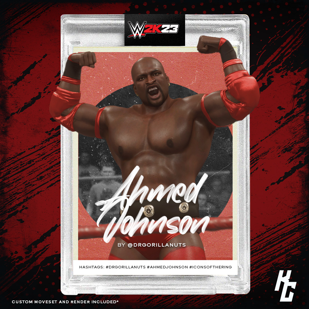 Another fanart from one of my favorite CAW creators, @DrGorillaNuts from @IconsOfTheRing! Make sure to download his Ahmed Johnson CAW using the hashtags #DrGorillaNuts #AhmedJohnson #IconsOfTheRing.