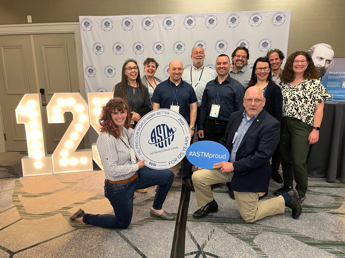 Thank you to @sorthey and members of ASTM's sensory evaluation committee (E18) who met at #CommitteeWeek to not only discuss standards, but help celebrate #ASTM125! Note how the spirit of ASTM founder Charles Dudley oversaw the celebration at far right. He would be #ASTMproud.
