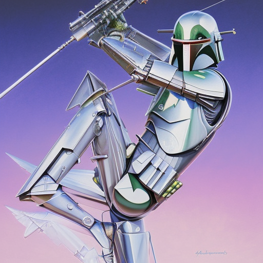 Using stable diffusion to create Hajime Sorayama style images of Boba Fett is beyond cursed 😲