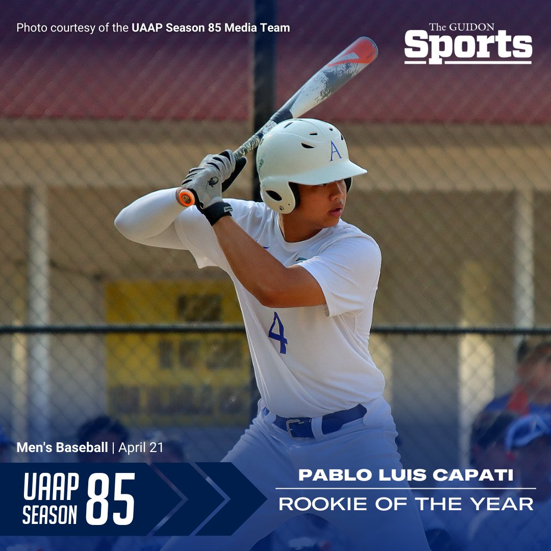 TheGUIDONSports's tweet photo. After a string of stellar performances in his first UAAP Seniors campaign, Pablo Luis Capati bags the Rookie of the Year award for Season 85.
#UAAPBaseball https://t.co/qSWLXOQ26T