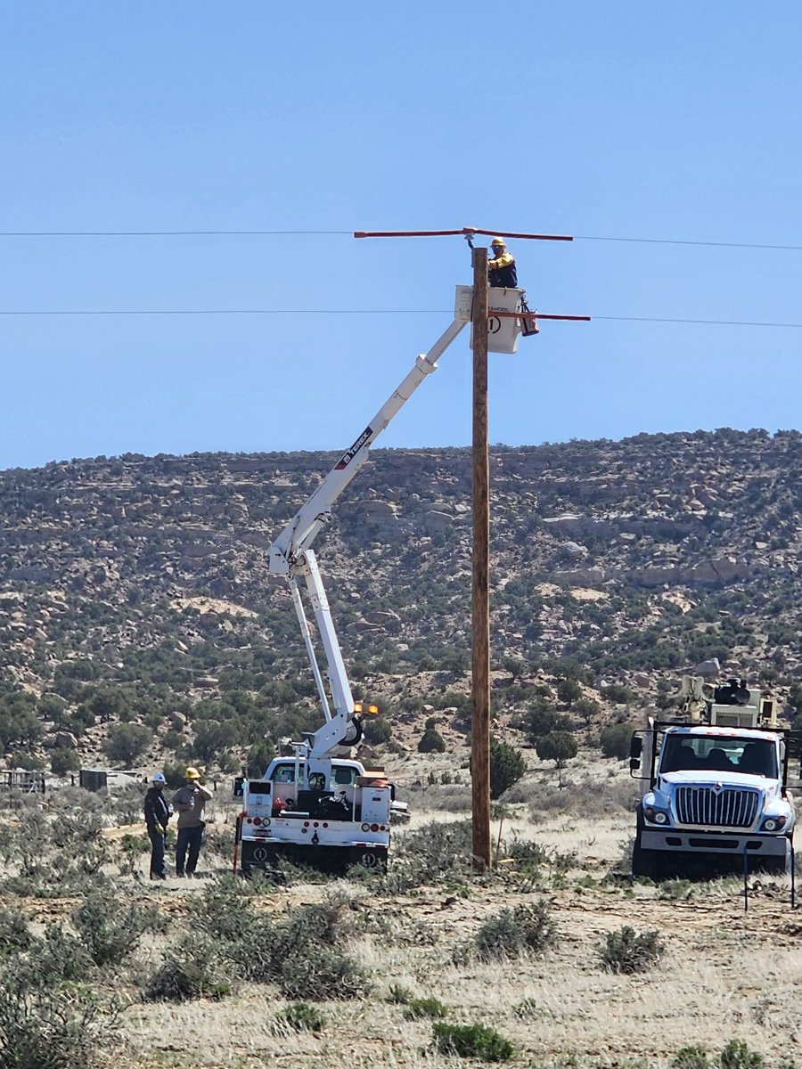Our four lineworkers continue to 'Light Up Navajo' in partnership with @publicpowerorg and @amppublicpower. 'Words cannot express our feelings when someone turns on a light in their home for the first time,' Line Supervisor, JJ Savage. #wepoweron #communitypowered