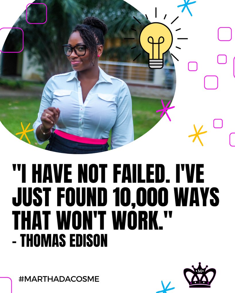 MarthaDaCosme's tweet photo. A powerful reminder that failure is not the end, but rather a necessary step on the path to success. 

Edison's persistence and determination to find the right solution despite countless setbacks ultimately led to some of the most important inventions of our time, including … https://t.co/YaZJQmiGso