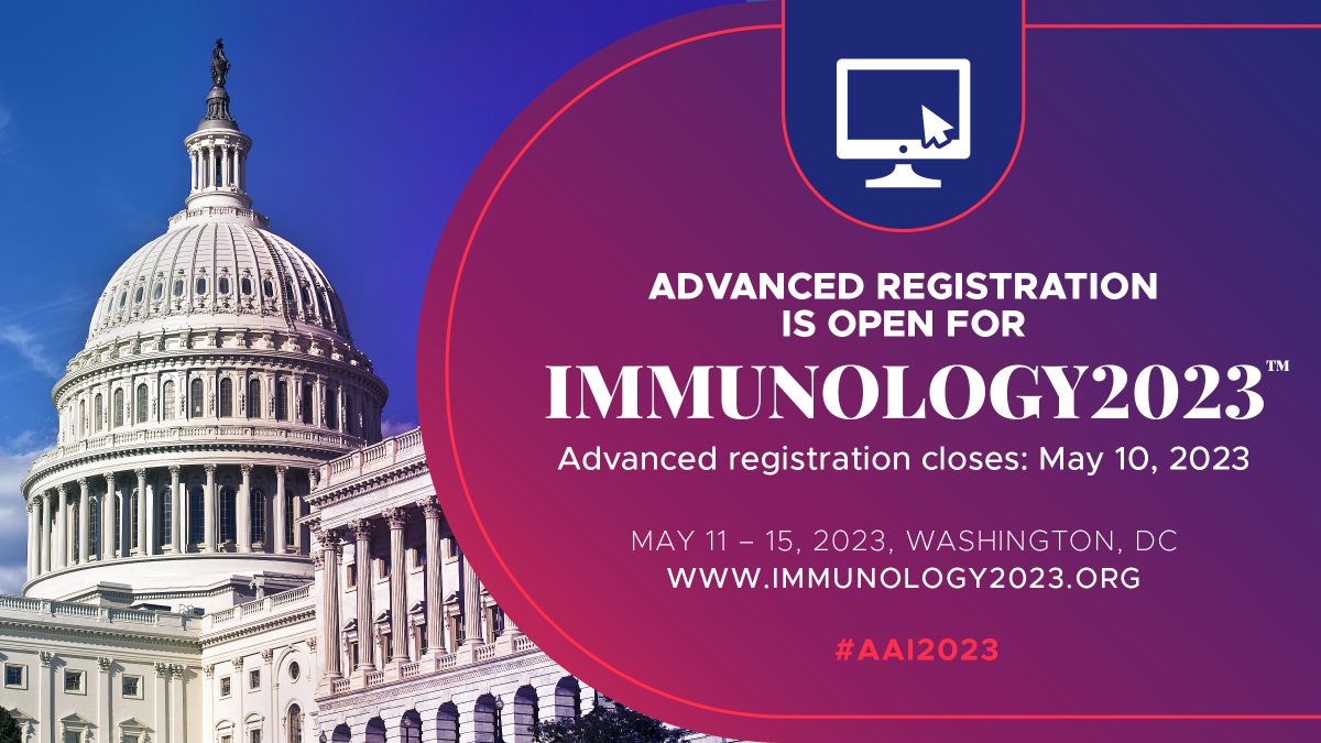 ImmunologyAAI's tweet image. Don’t wait to register for IMMUNOLOGY2023™  Regular registration rates end on May 10.
immunology2023.org
#AAI2023 #immunology #MyDCcool