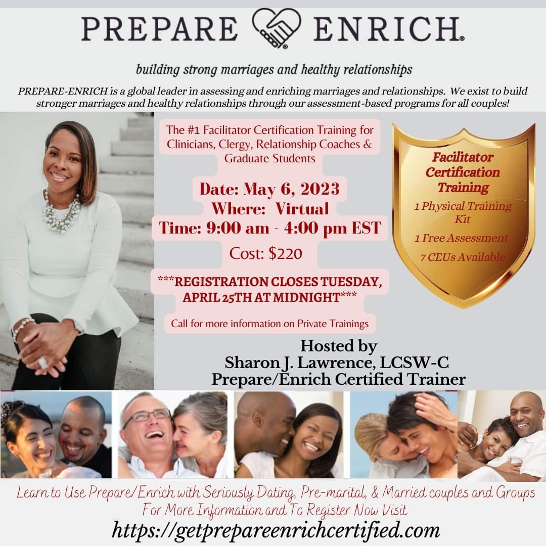 MySelahWellness's tweet photo. Register Now for the Next Prepare/Enrich Certification Training on May 6th. 

Registration will close on Tuesday!!!! Do Not Miss It!!!!

Register Now by going to: https://t.co/G9LZkpzWkR

#PrepareEnrich #couples #premaritalcounseling #couplescurriculum #couplestraining https://t.co/eW9DCkVjuK