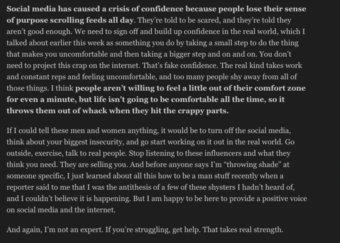 Arnold Schwarzenegger's email from Friday April 21, 2023, where he talks about mental health issues. He comments on the importance of mental health and how it takes strength to seek help.