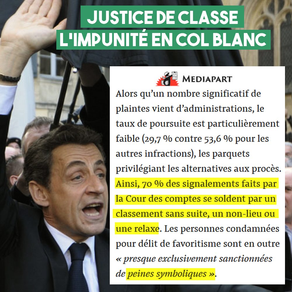 ContreAttaque_'s tweet image. ⚖️ JUSTICE DE CLASSE : L’IMPUNITÉ EN COL BLANC

Un rapport de l'administration française épingle le traitement judiciaire largement insuffisant des infractions économiques et financières en France.