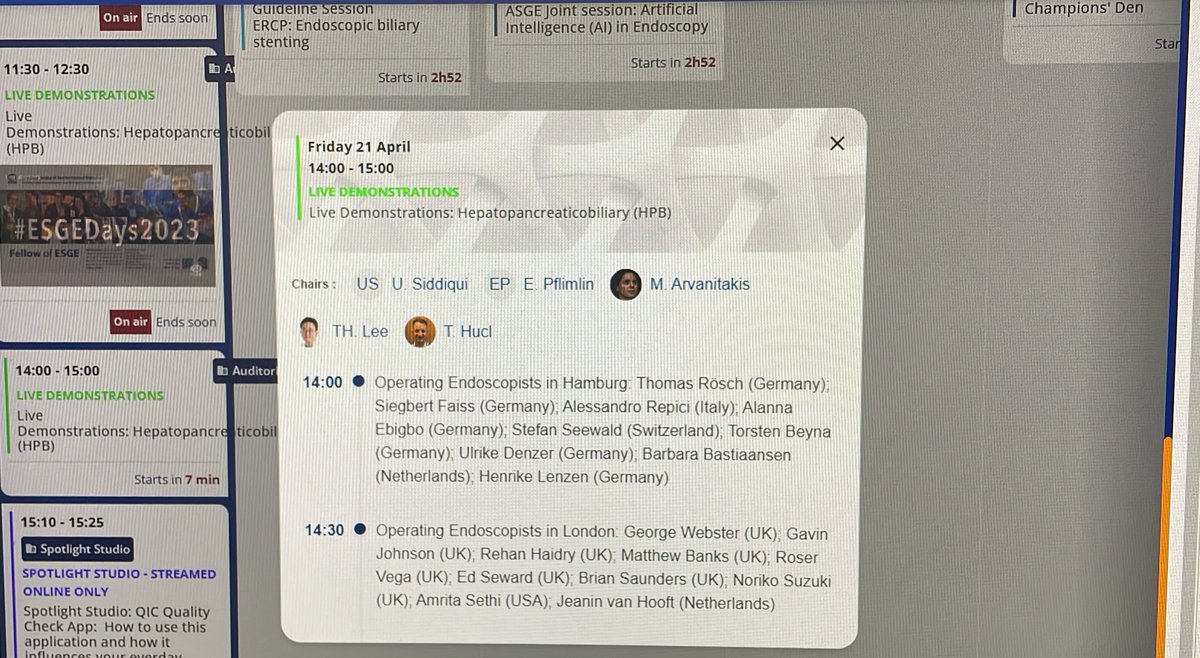 Waiting for the action to start again #ESGEDays2023 

Great cases and great demonstration from Hamburg and <a href="/uclh/">UCLH</a> London. Don’t miss the organisational logistics - nice to watch the show stress free 😂 <a href="/GWebster_endo/">George Webster</a>