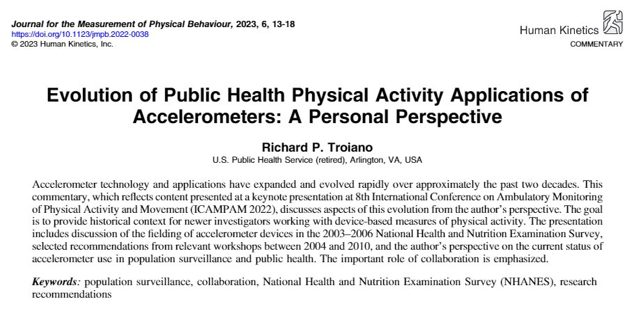 Human_Kinetics's tweet image. Read the latest research from @JMPBjournal  Evolution of Public Health Physical Activity Applications of Accelerometers: A Personal Perspective doi.org/10.1123/jmpb.2… #accelerometer #exercisescience