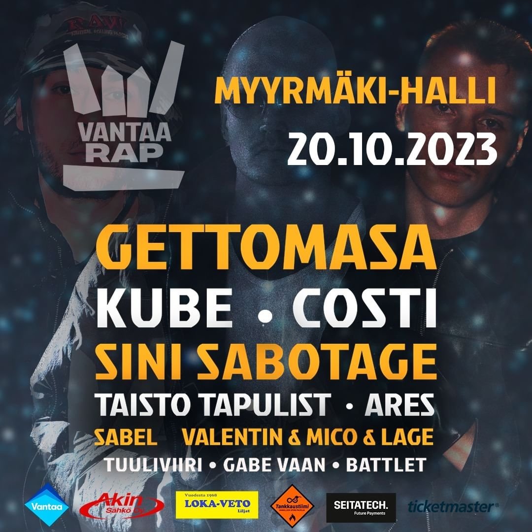 RockVantaa's tweet photo. Vantaa Rap II tuo Myyrmäki-halliin Suomi-Rapin ehdottoman parhaimmiston pe. 20.10.23 🥳🎸
Permantoliput Early Bird-hintaan 31.5.23 .35 € 
Liput: https://t.co/PiYpwJgl4q
#tapahtumienvantaa #vantaankaupunki #vantaarock #vantaarap #rockvantaa #suomirap #gettomasa @Gett0masa https://t.co/Yc4I410AmN
