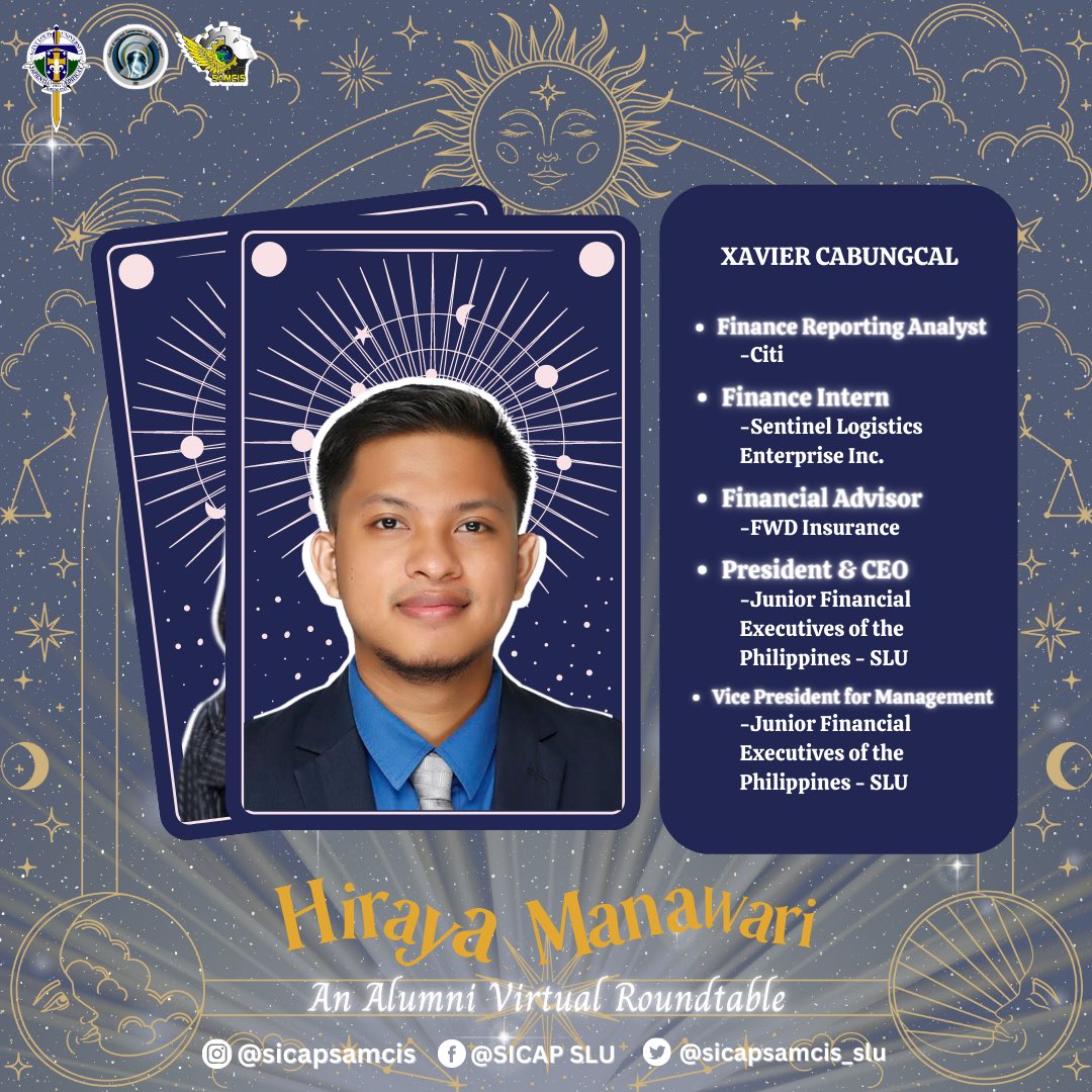 sicapsamcis_slu's tweet photo. Hiraya Manawari: An Alumni Virtual Roundtabkeโจ๐ซ
Presenting, the Stars of the event!๐โญ๏ธ
We can all encounter unsureness in life. We need reliable assurance from those that experience it too.
#SICAPSLU #SLU #HirayaManawariAAR #HirayaManawari #alumni #alumniroundtable https://t.co/UbEyRiRfnz