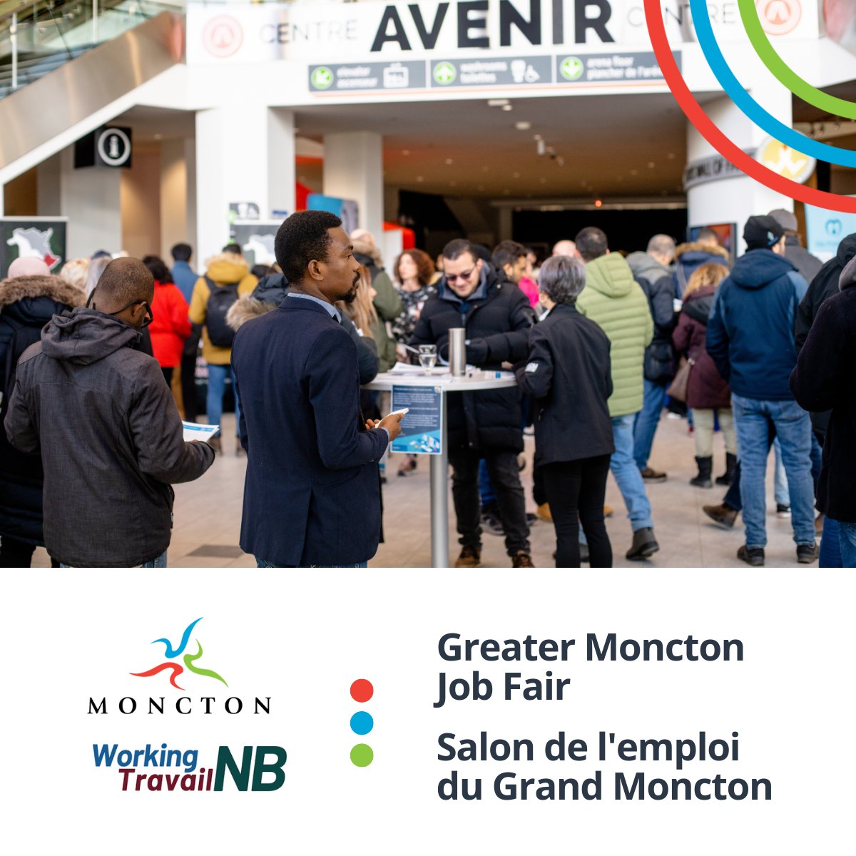 📣 The next Greater Moncton Job Fair for newcomers and international students will be held Friday, May 12, 2023 from 10 am to 1 pm at the Avenir Centre. 
Connect with local companies that are hiring and kick start you career today! 

Register online: bit.ly/NewcomerEmploy…