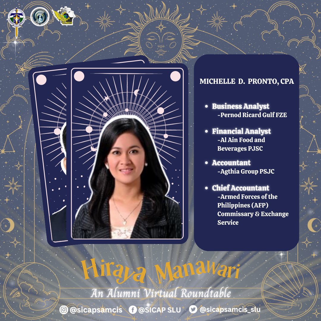 sicapsamcis_slu's tweet photo. Hiraya Manawari: An Alumni Virtual Roundtabkeโจ๐ซ
Presenting, the Stars of the event!๐โญ๏ธ
We can all encounter unsureness in life. We need reliable assurance from those that experience it too.
#SICAPSLU #SLU #HirayaManawariAAR #HirayaManawari #alumni #alumniroundtable https://t.co/N87QmR7whE