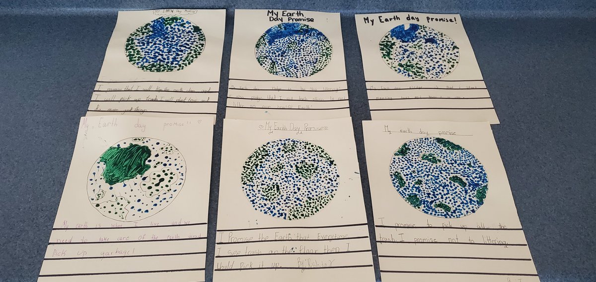 Ms_Manalis's tweet photo. Our Earth Day Promises! 🌎 
The students made pledges on ways to keep the Earth safe and clean and designed pointillism art pieces. #EarthDay2023 @BerylFordPS
@PeelSchools https://t.co/bUnpDmCKKq