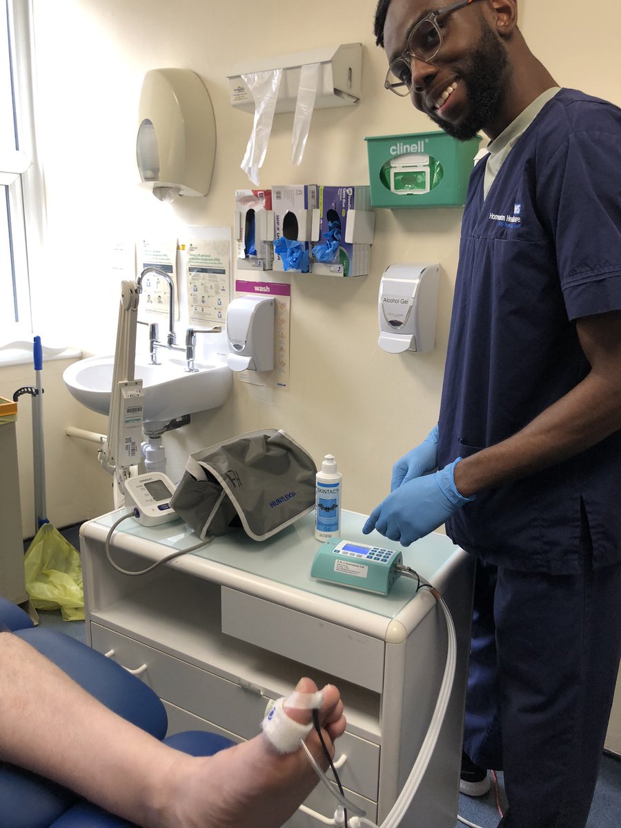 mornapod's tweet photo. Practising toe pressures in Hackney #vascularhealth #savinglimbs #systoe @RoyColPod @foothealthhuh @NHSHomerton https://t.co/Q3JjCgOqUc